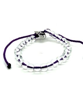 4Ocean Clear Beaded Bracelet with Purple Cord